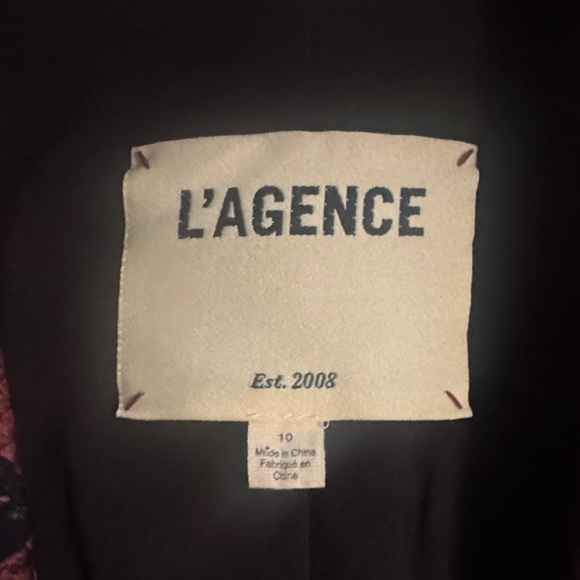 L'AGENCE Double-Breasted Pink Snake Print Blazer - Picture 2 of 4